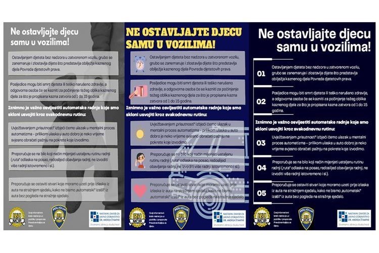 ne ostavljajte djecu samu u vozilima- letak