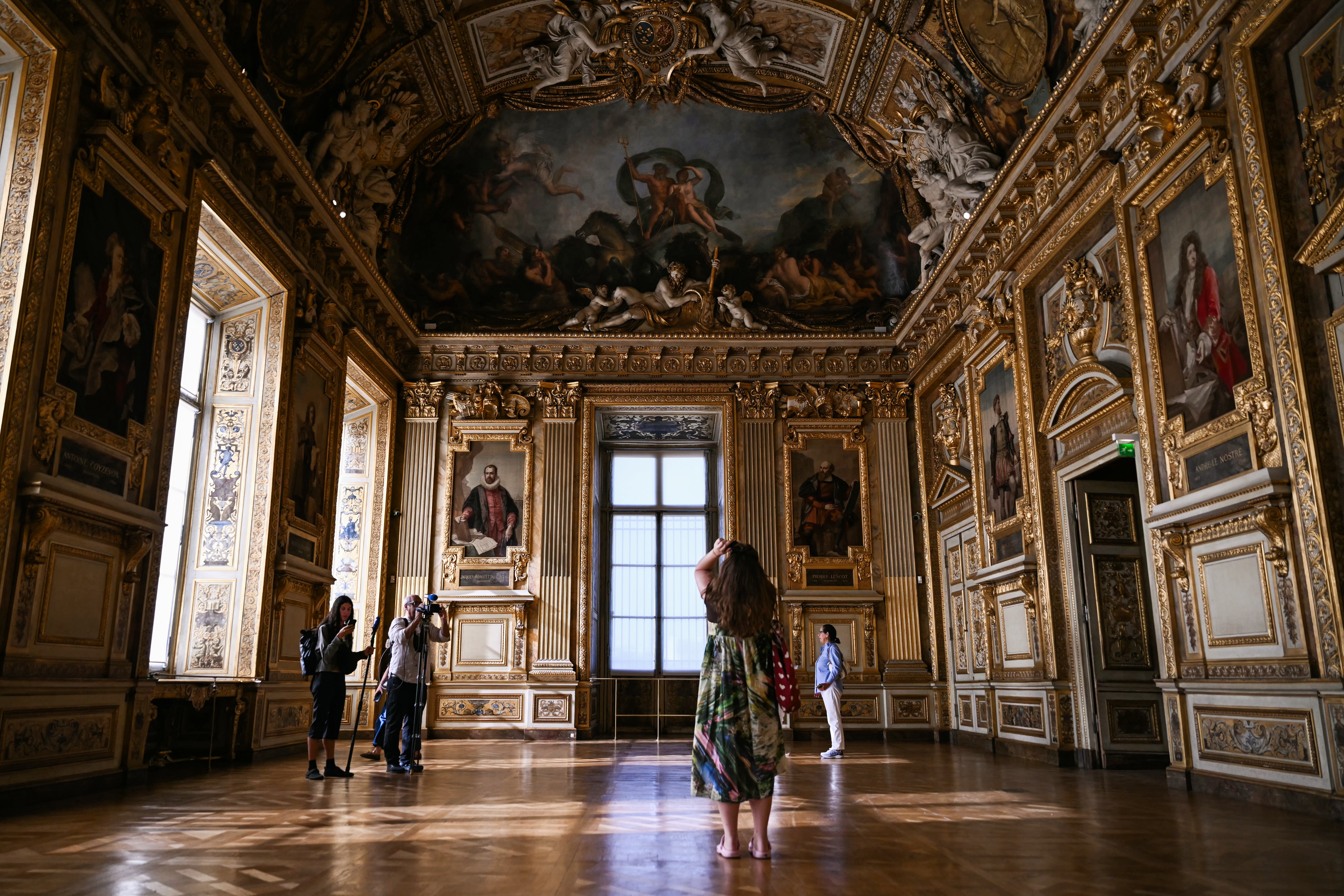 Apollo Gallery, at the Louvre museum in Paris. (Lou Benoist/Pool Photo via AP)