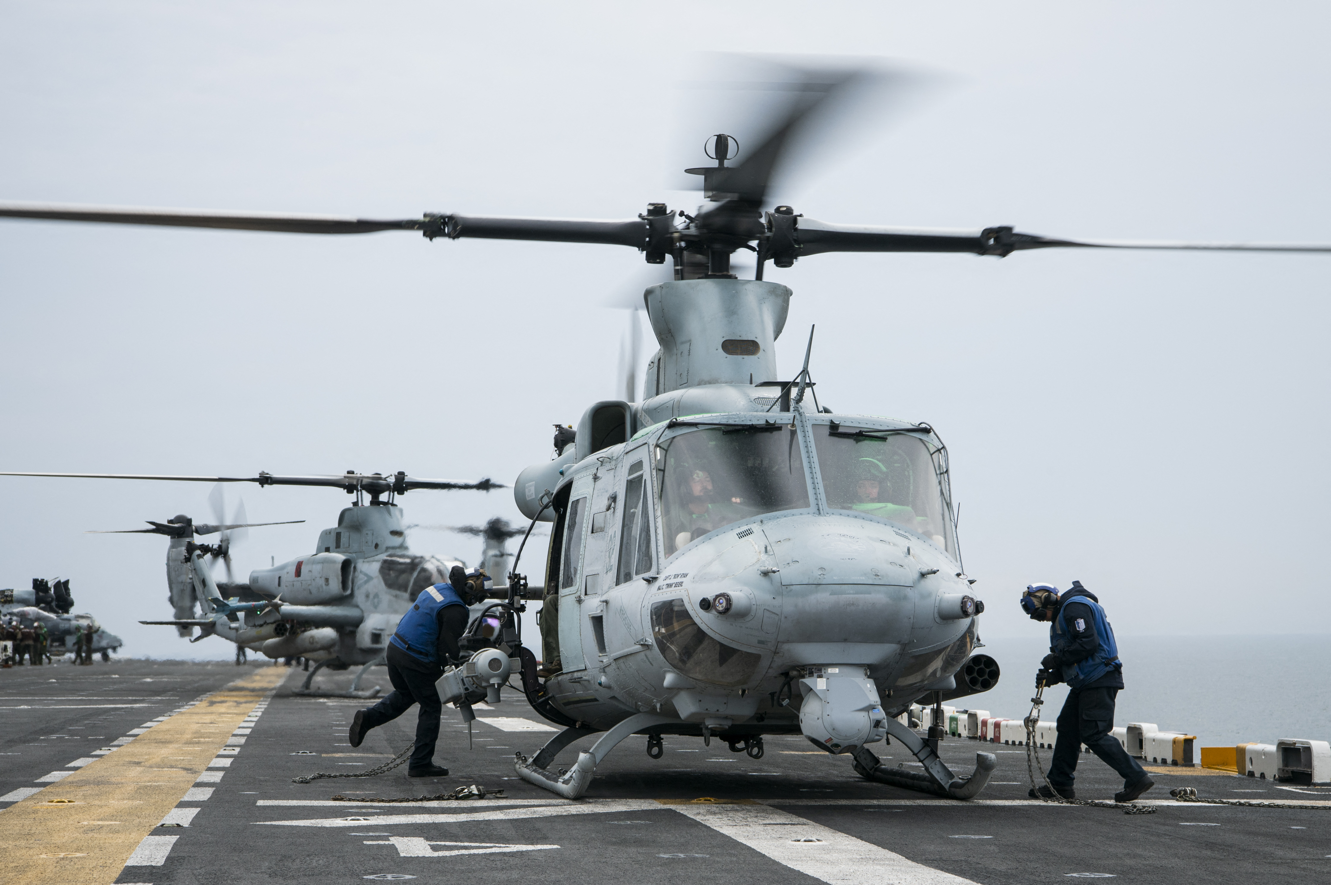 UH-1Y Venom utility helicopter. (Photo by Jonathan NACKSTRAND / AFP)