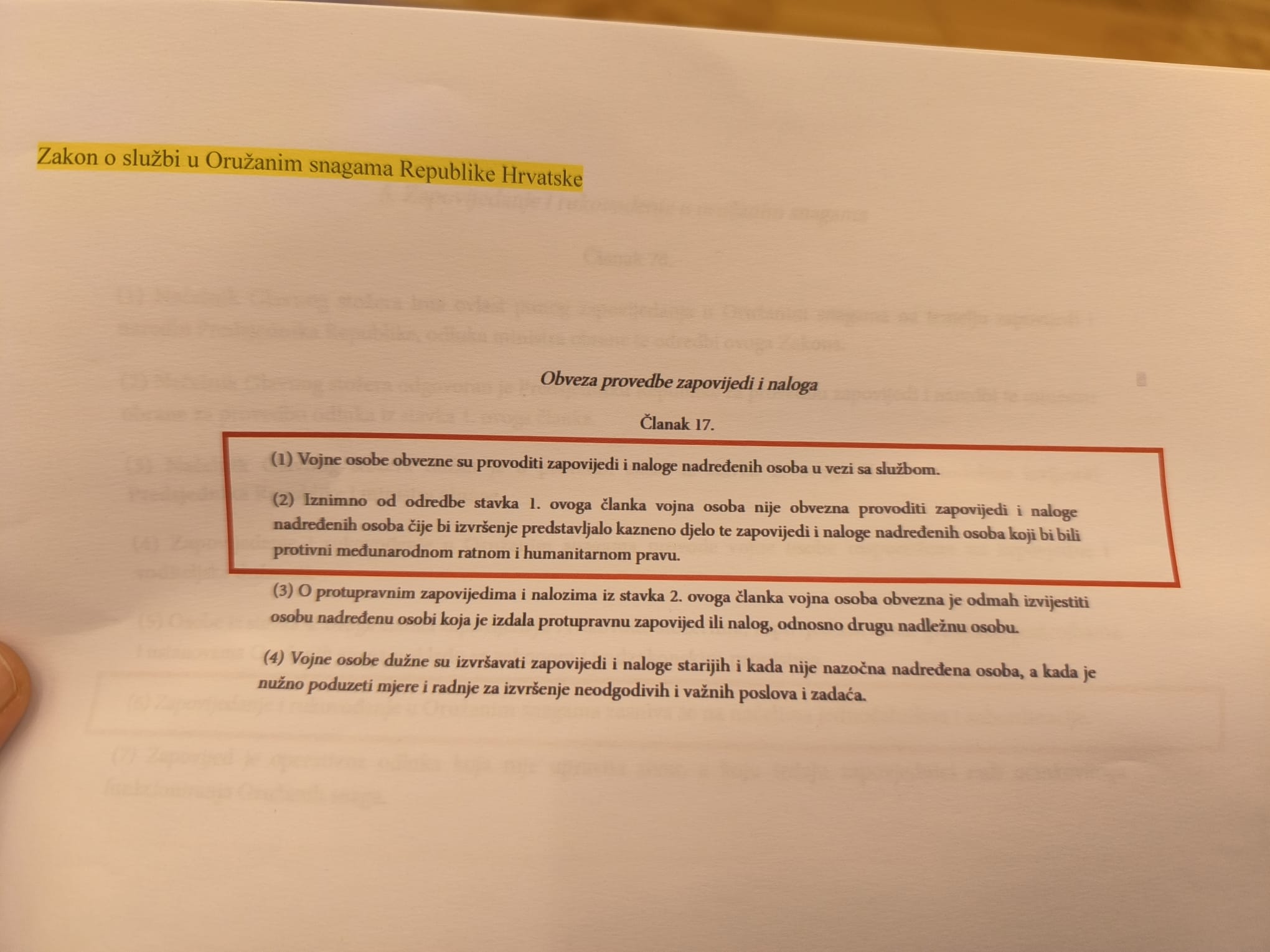 ZAKON O SLUŽBI U ORUŽANIM SNAGAMA