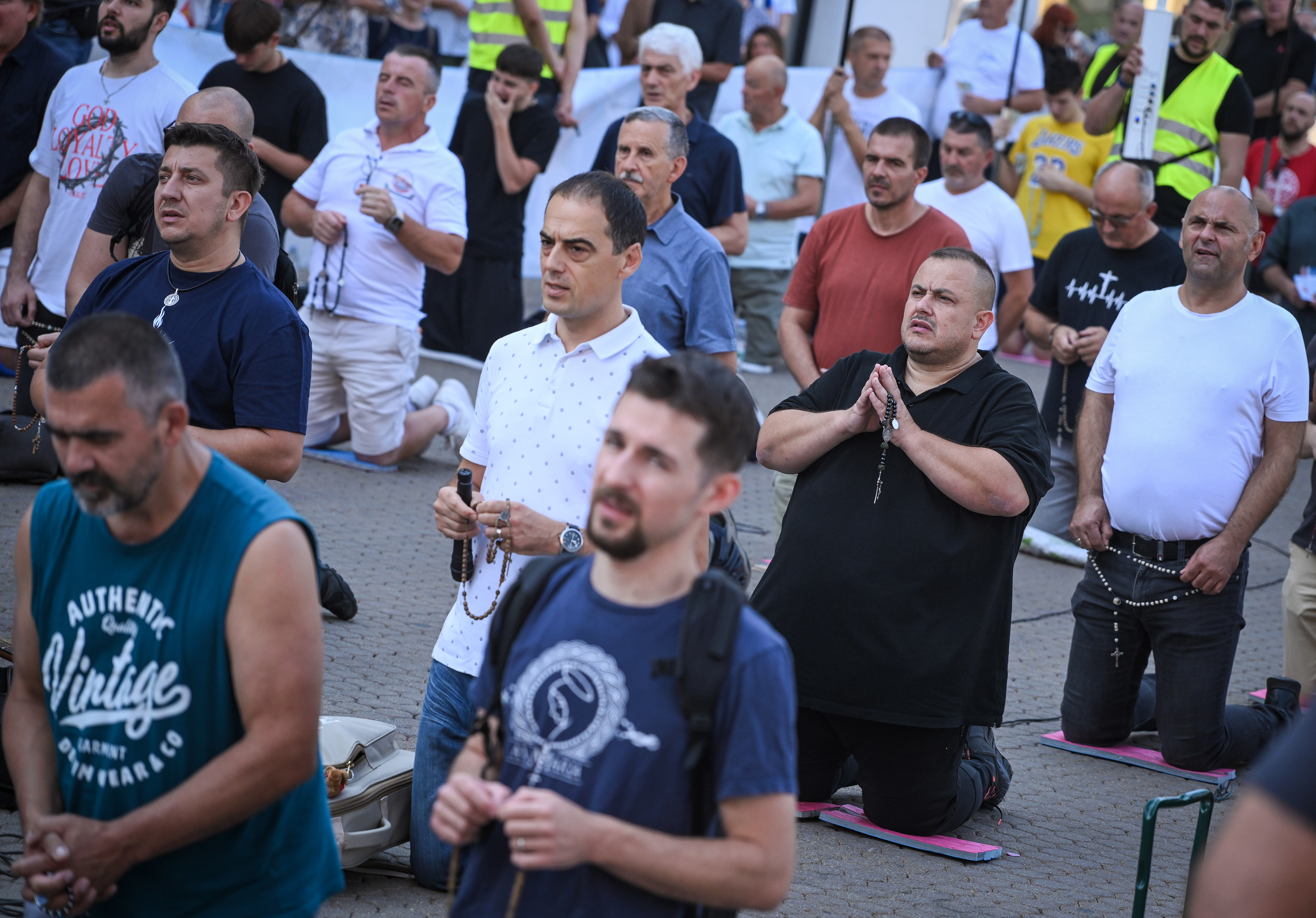 01.08.2026., Trg bana Josipa Jelacica, Zagreb - U povodu prve subote u mjesecu, Vitezovi Bezgresnog Srca Marijina, okupili su se na glavnom gradskom trgu kako bi molili. Photo: Josip Regovic/PIXSELL