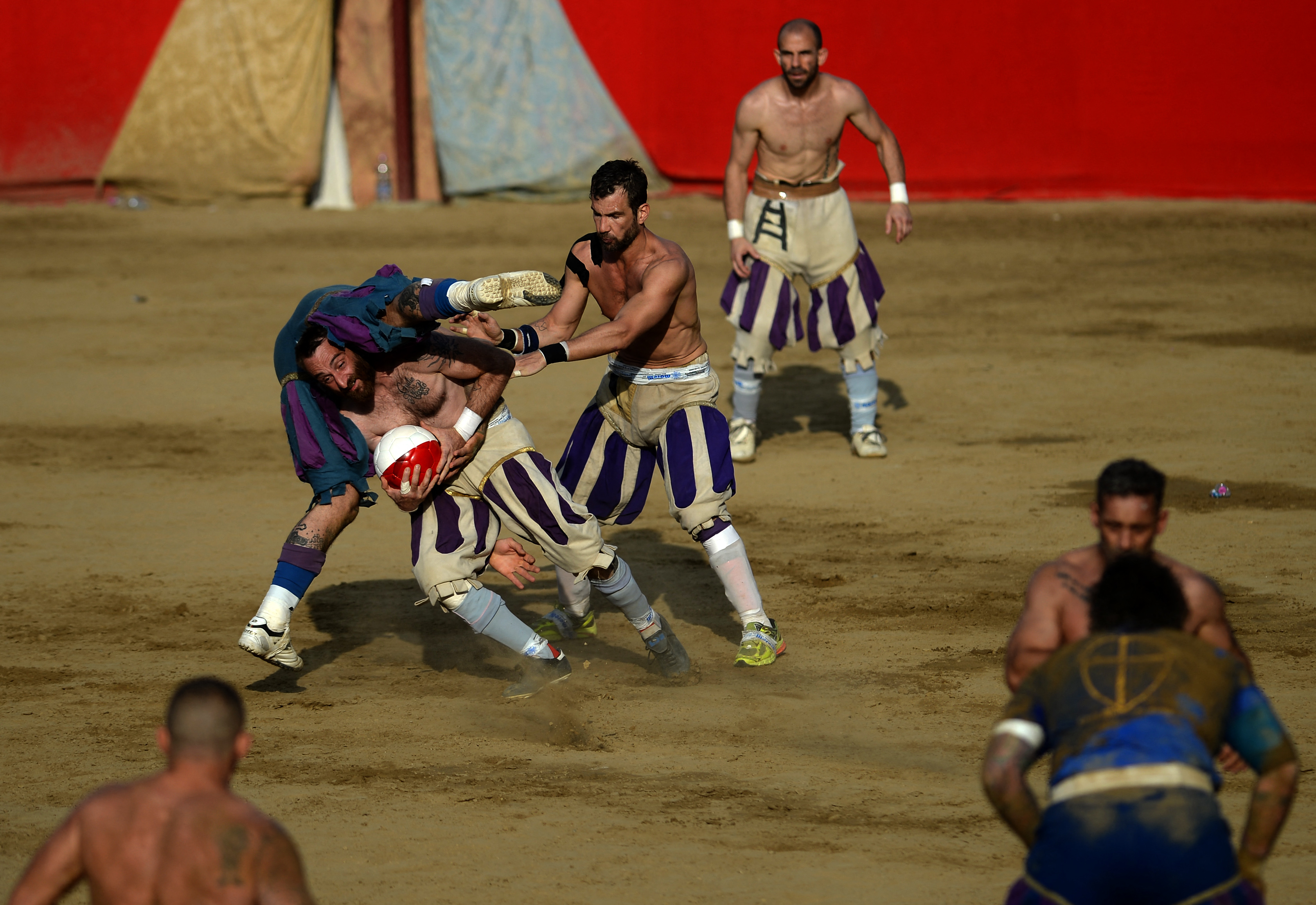 Calcio Storico. (Photo by FILIPPO MONTEFORTE / AFP)
