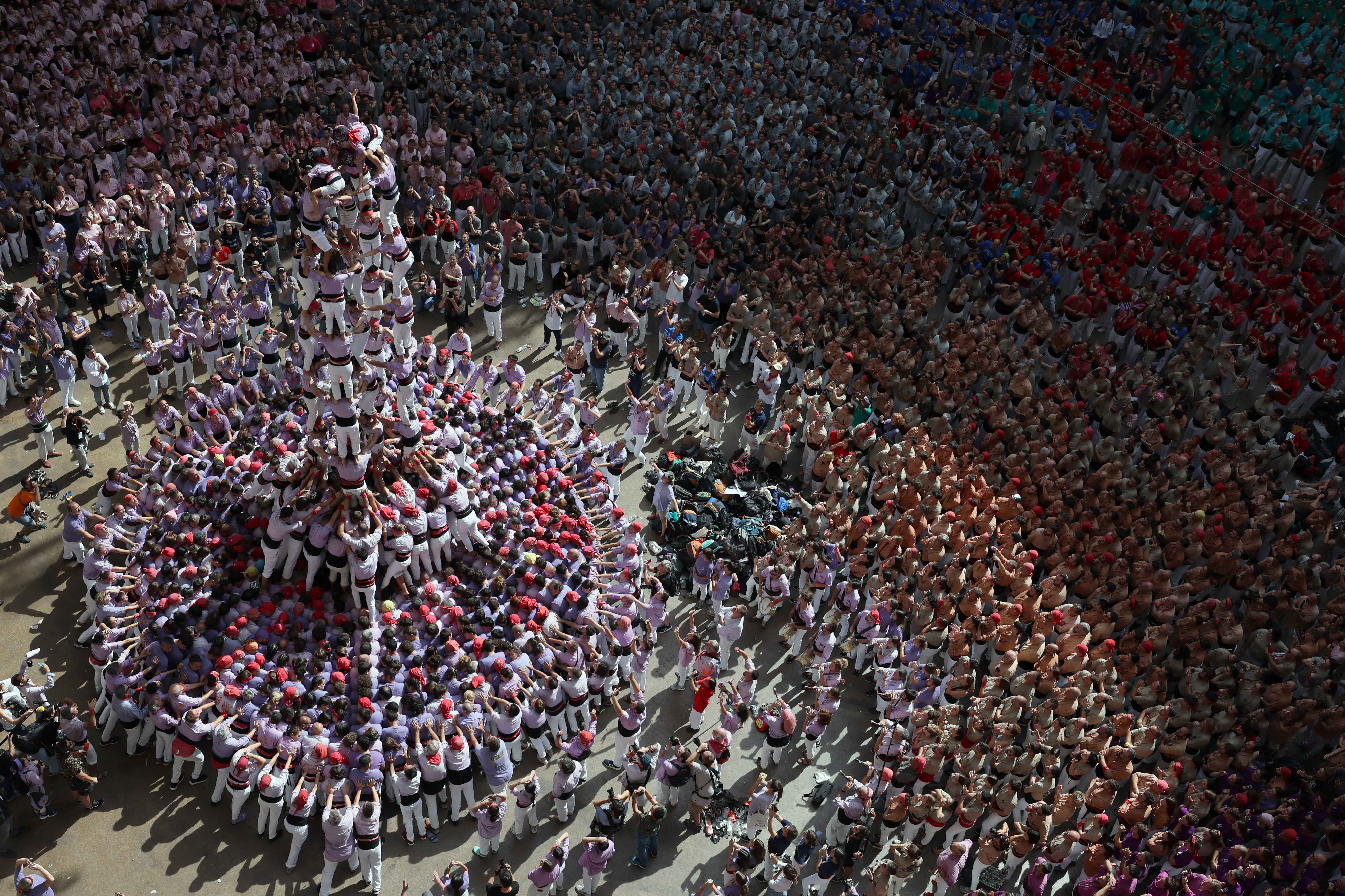 Castells Competetion in Tarragona. (Photo by LLUIS GENE / AFP)