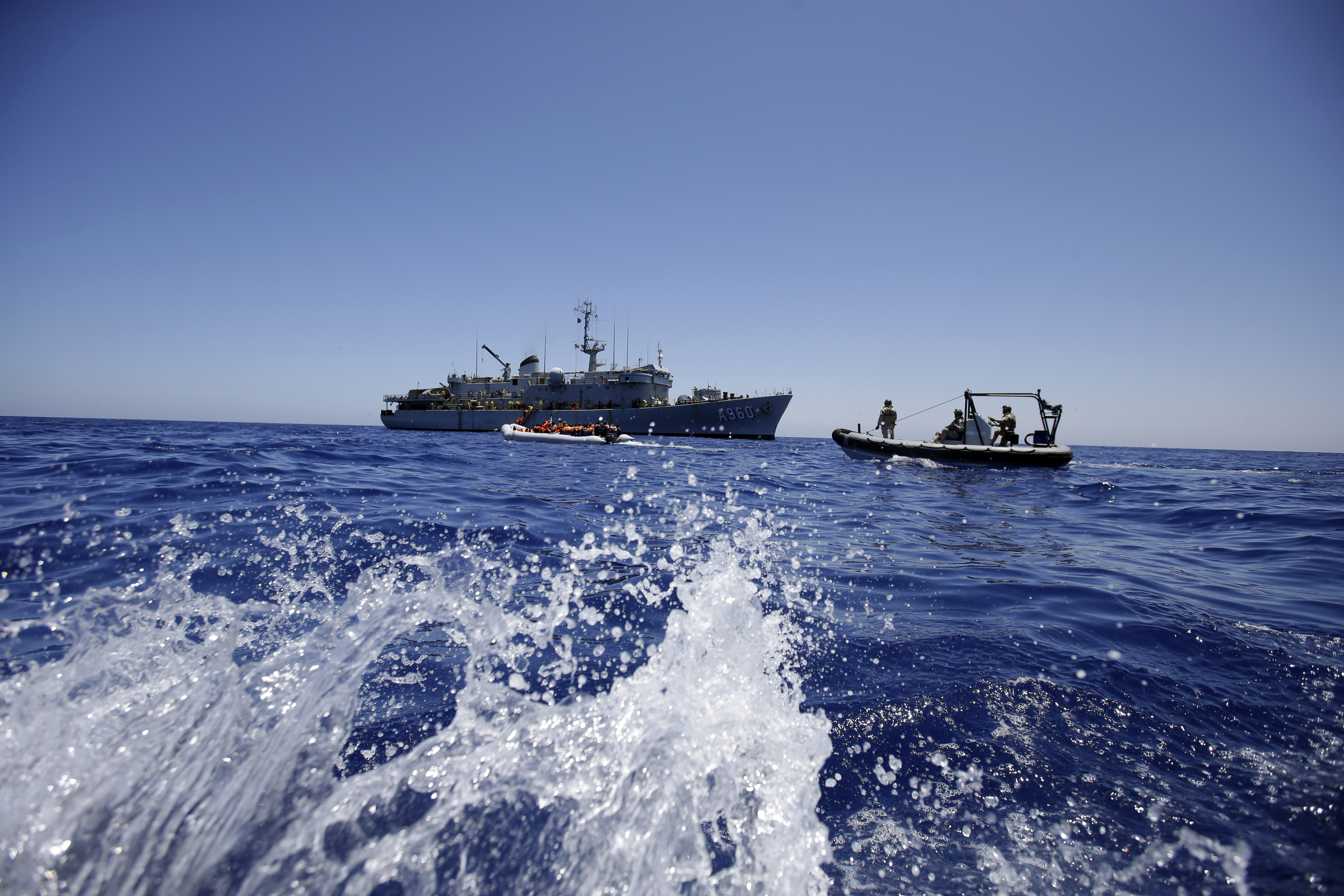 EU boat. (AP Photo/Gregorio Borgia)