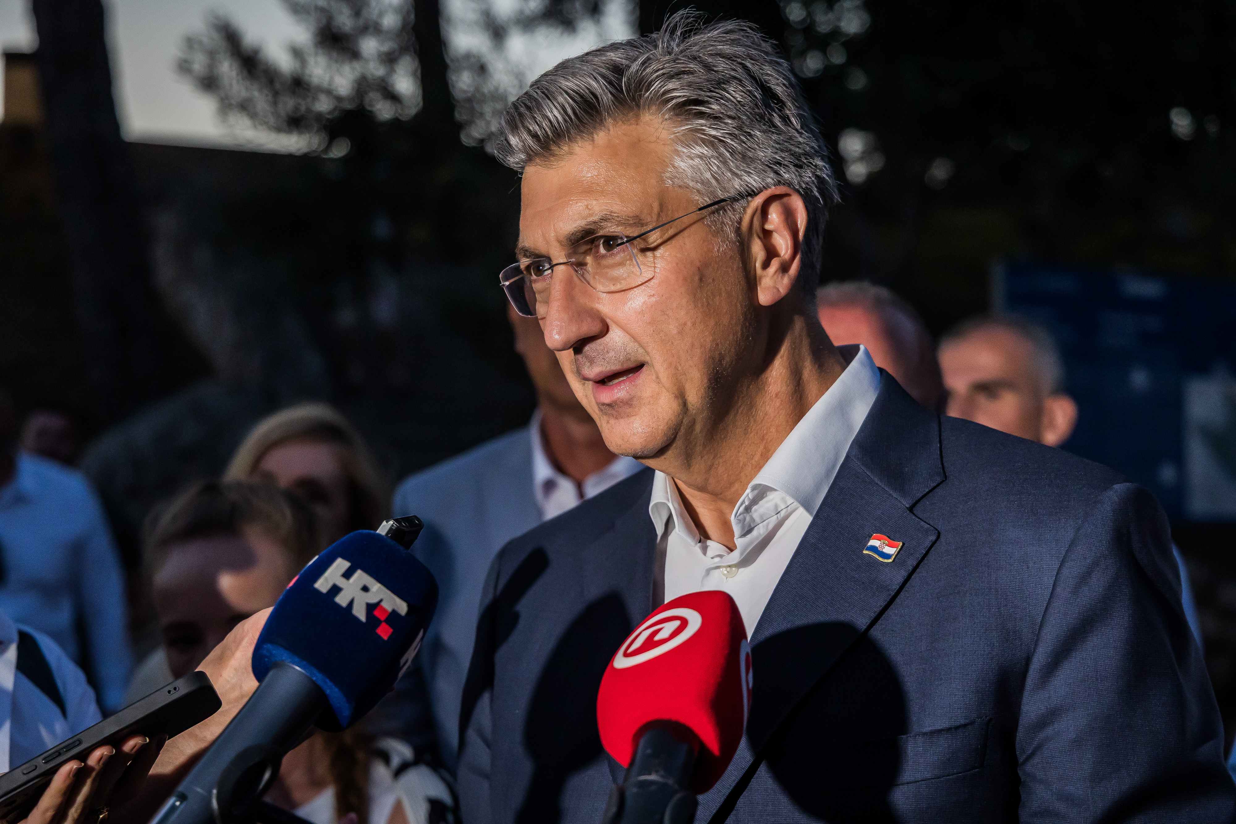 02.08.2026., Imotski: Nakon misnog slavlja premijer Andrej Plenkovic dao je izjavu za medije o aktualnim stvarima. Photo: Zvonimir Barisin/PIXSELL