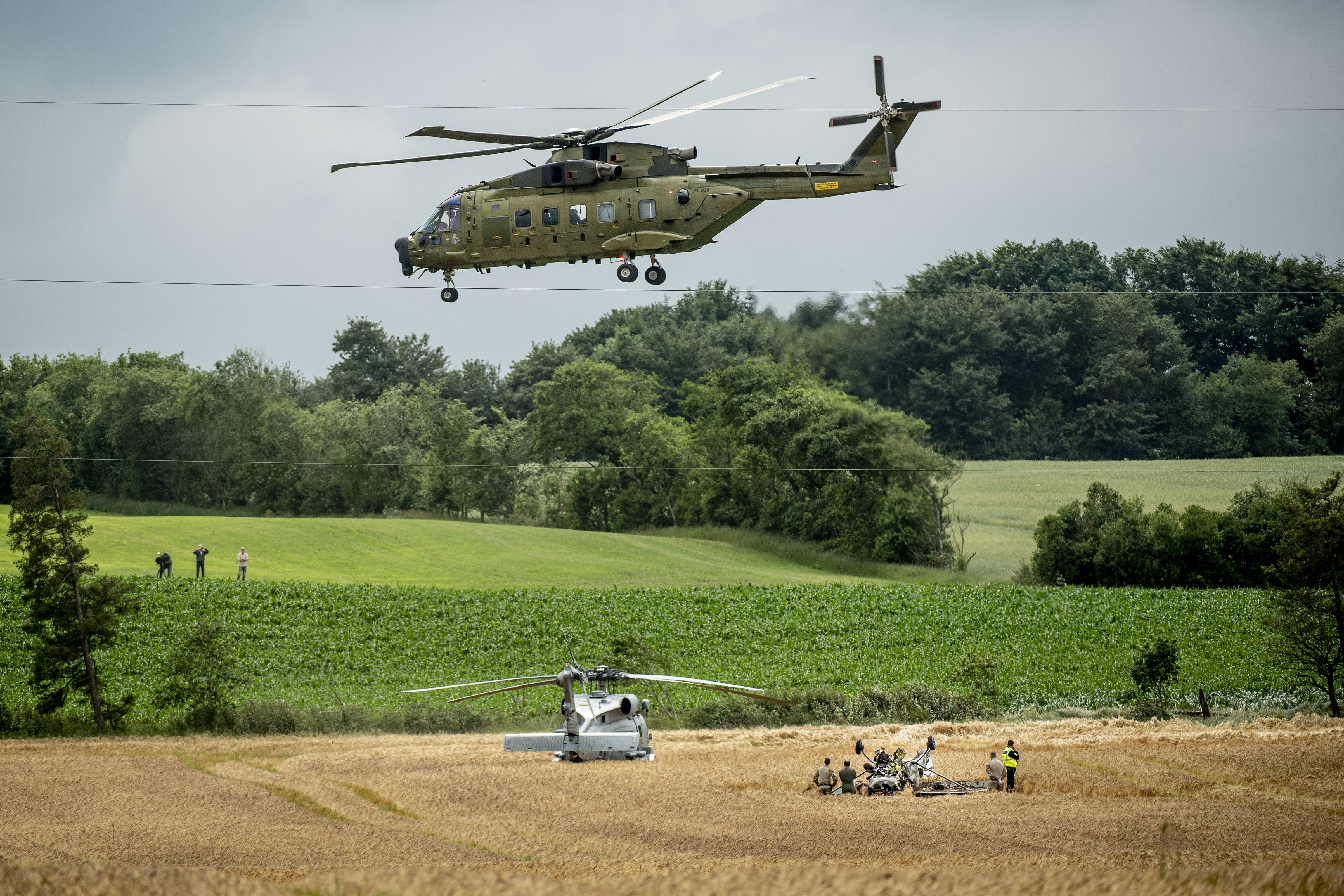 A Danish army helicopter. (Photo by Morten Stricker / Ritzau Scanpix / AFP)