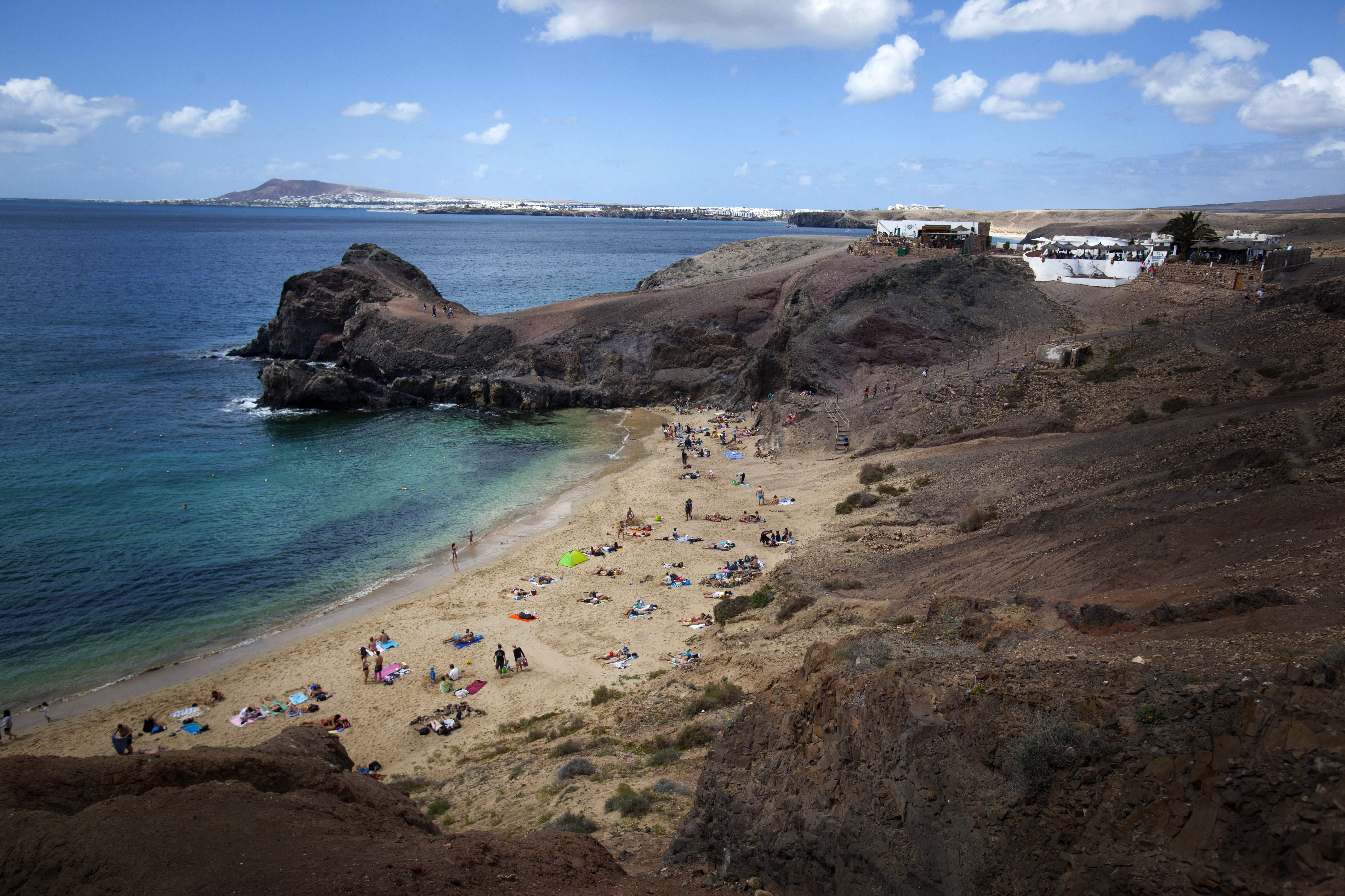 General view of Papagayo beach on the Spanish Canary island of El Lanzarote on March 23, 2016.