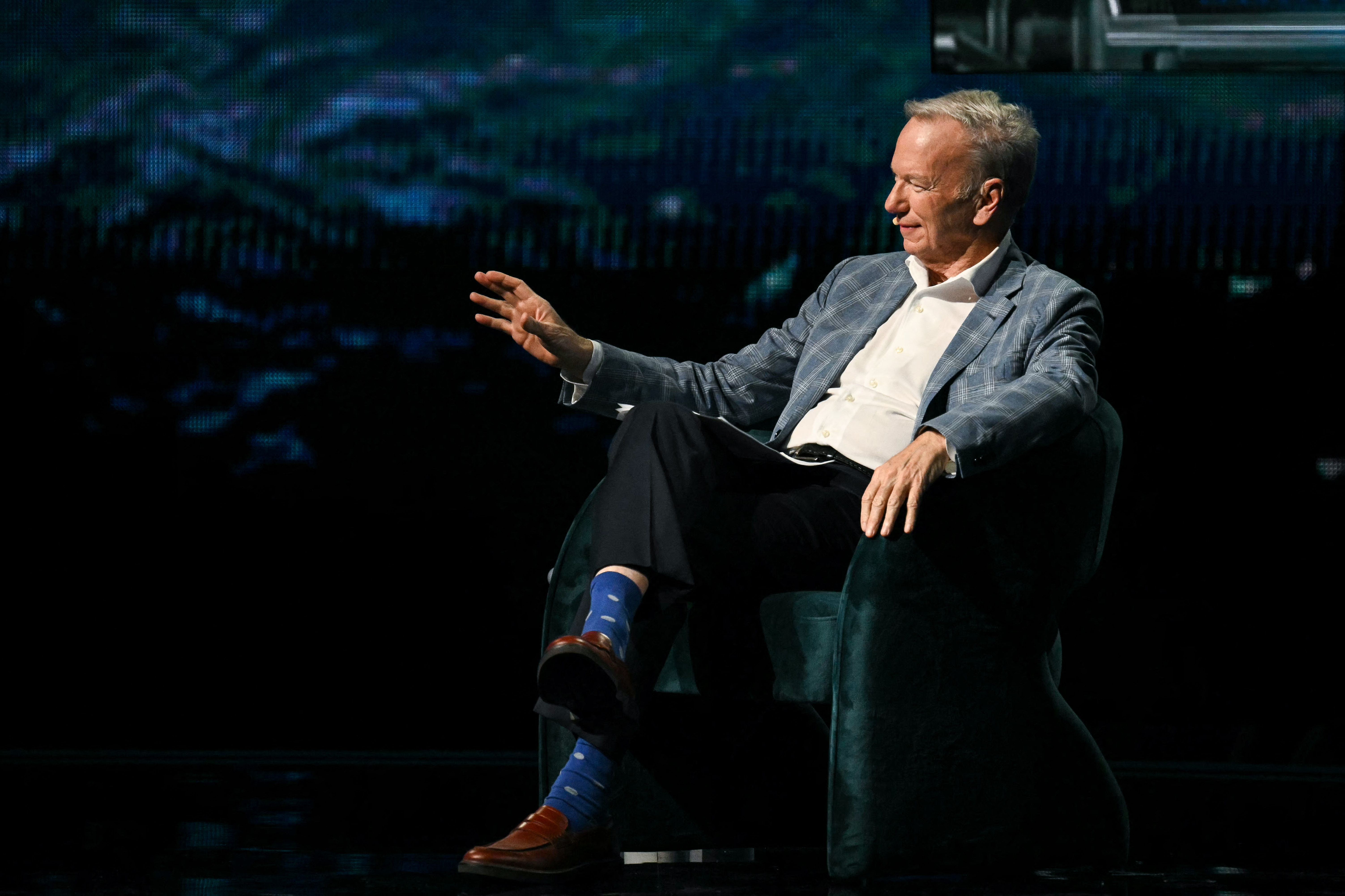 Former Google CEO Eric Schmidt speaks at the American Business Forum at the Kaseya Center in Miami on November 6, 2025.