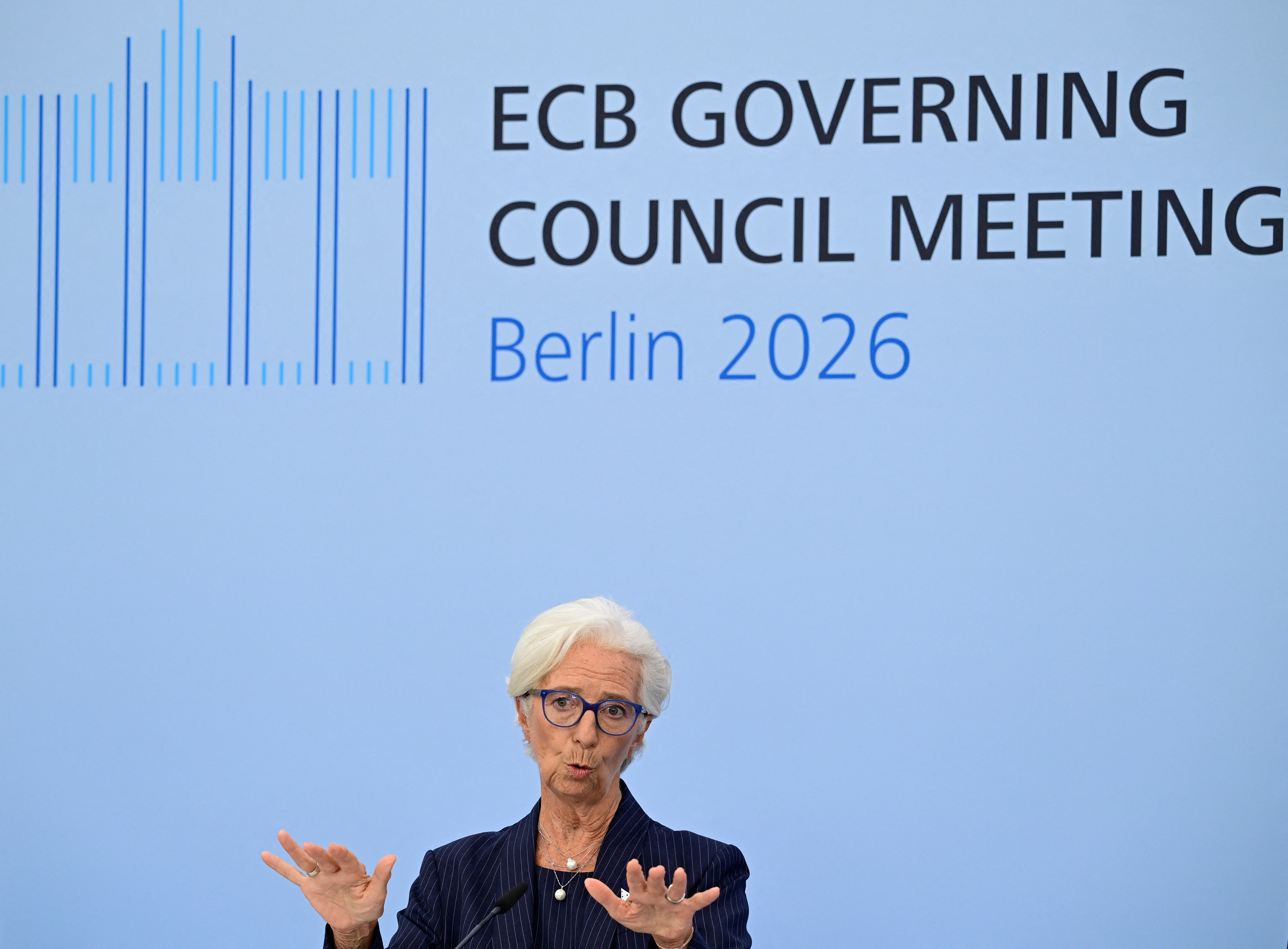European Central Bank (ECB) President Christine Lagarde addresses a press conference after a meeting of the Governing Council of the European Central Bank (ECB) in Berlin on September 10, 2026.