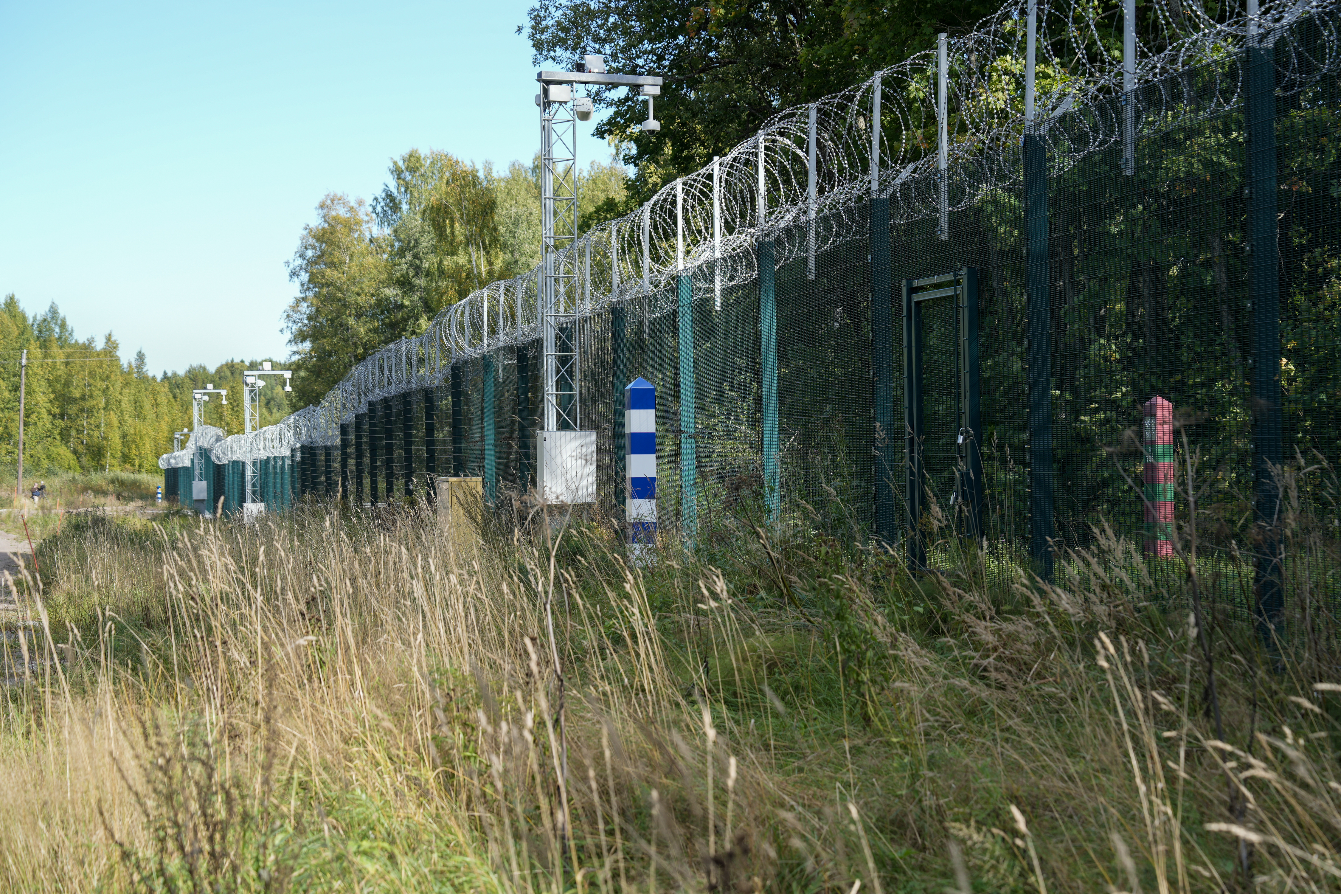 The the fence at the Finnish - Russian border is pictured on September 7, 2026 in Nuijamaa, Finland, on the sidelines of a press conference to announce the completion of a 200 kilometre-long border fence on its eastern border