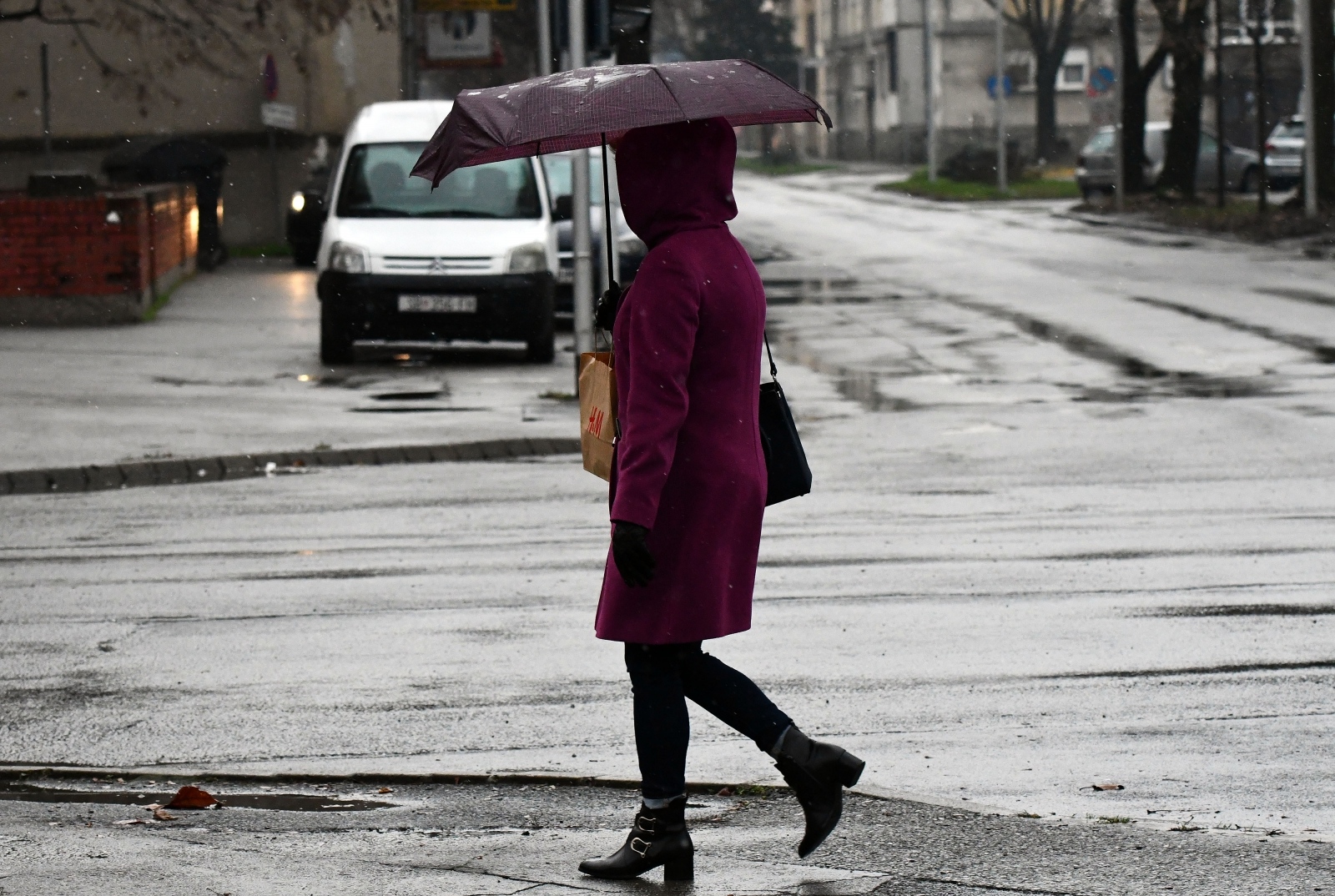 kišobran, zima, jesen, susnježica