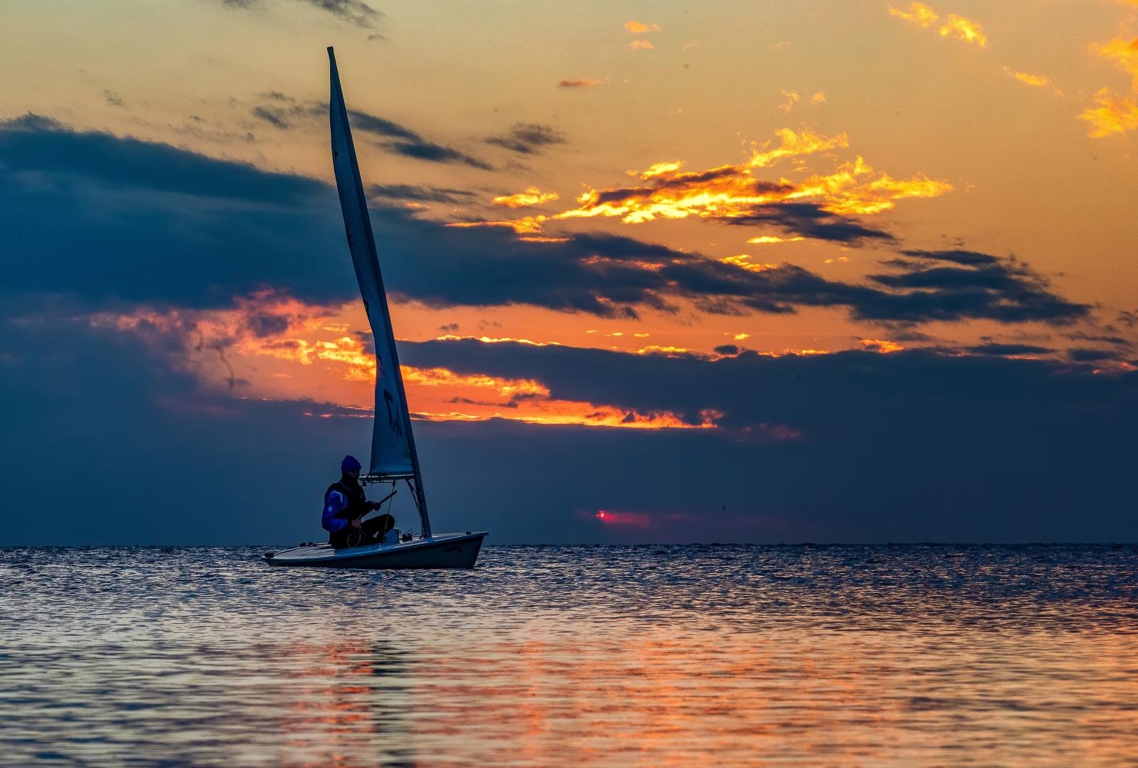 pula, jedrilica, more, zalazak sunca, vrijeme