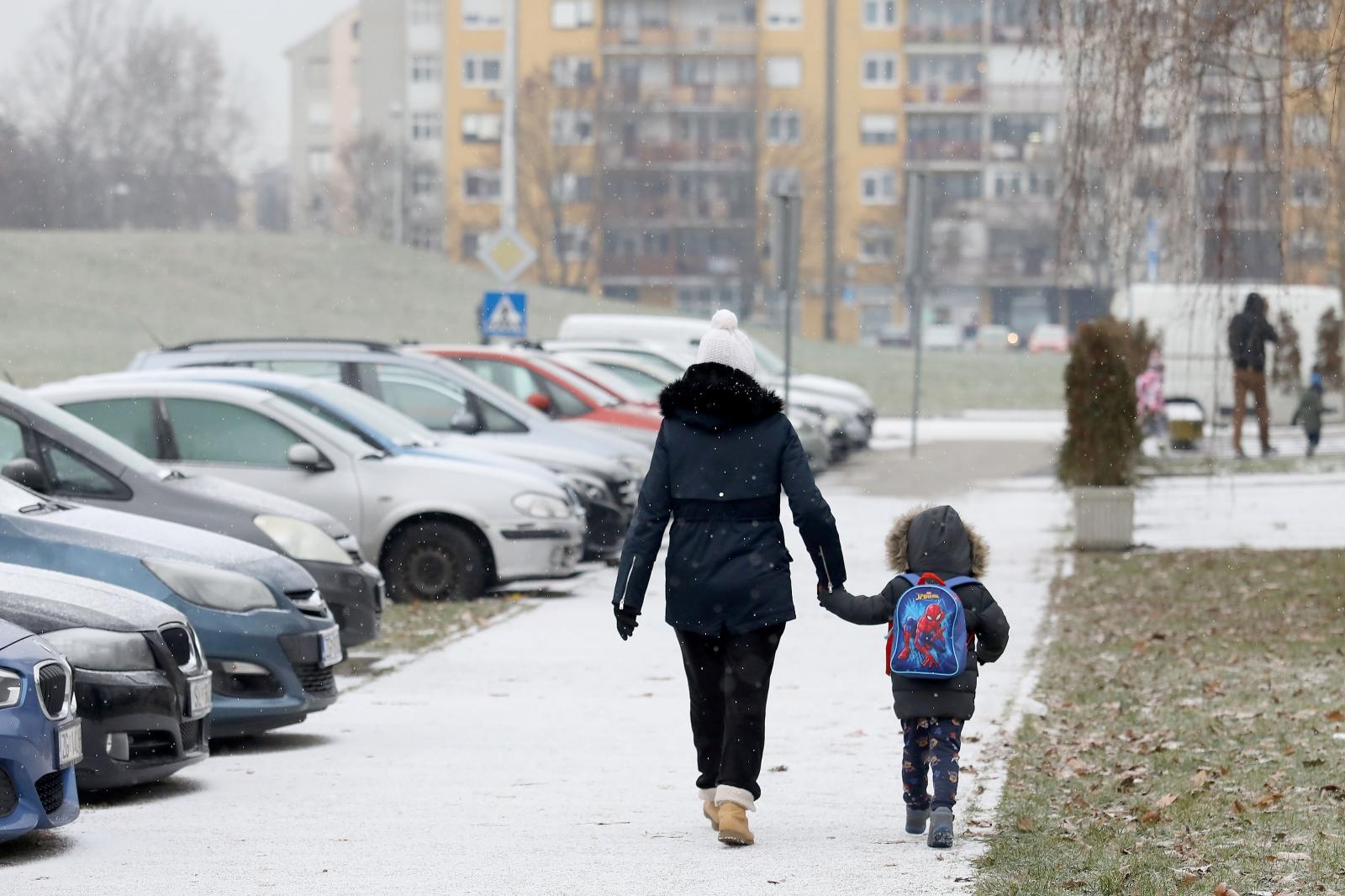 snijeg, djeca, dijete, škola, vrtić