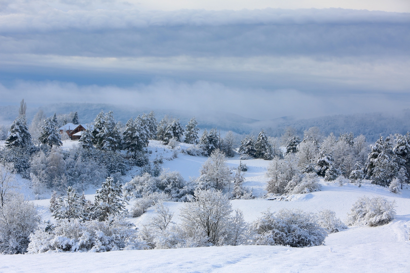 Slunj, snijeg, sniježni pokrivač, hladnoća, zima, pahulje, Lika