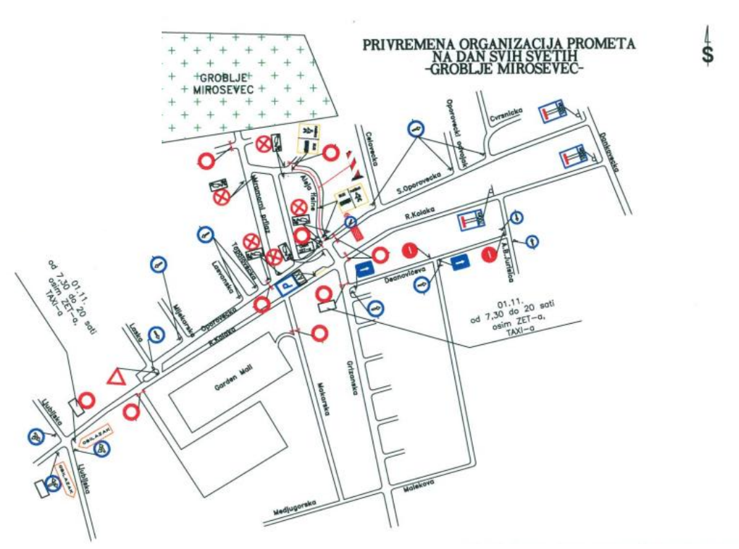 Groblje Miroševec - privremena regulacija prometa na dan Svih svetih 2017.