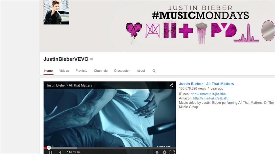 justin bieber youtube