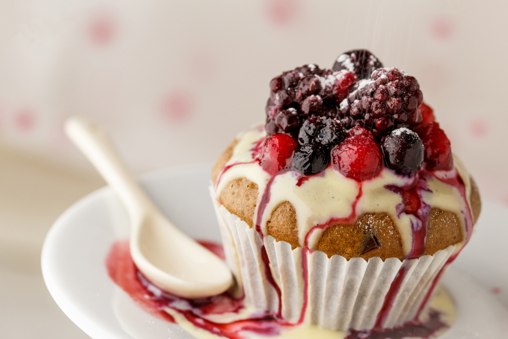 muffin, kolač, šumsko voće, desert