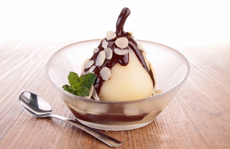 kruška, čokolada, desert