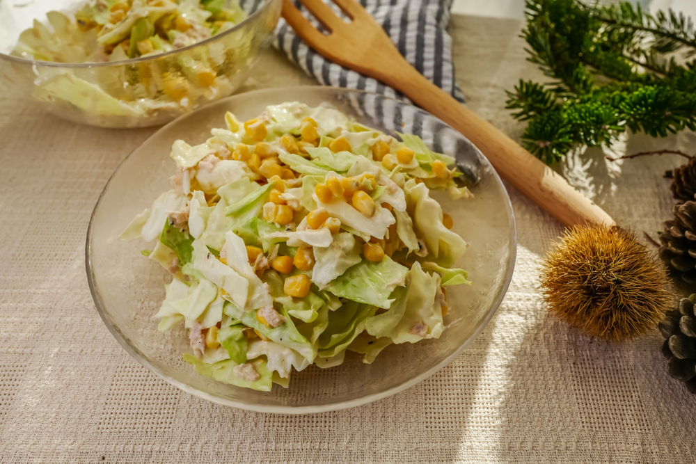 salata, kupus, tuna, lagana hrana, obrok, kukuruz