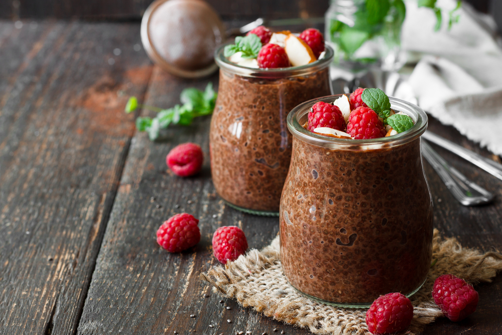 chia, chia puding, čokolada