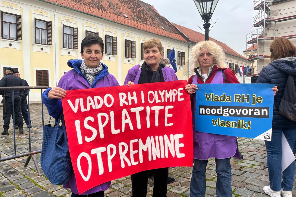 Workers of the bankrupt state-owned Orljava textile factory demand