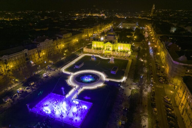 Pogled iz zraka na Advent u Zagrebu